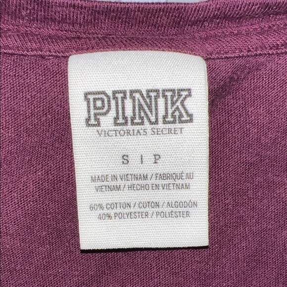 PINK Victoria's Secret Maroon V-Neck Tee - Picture 2 of 5